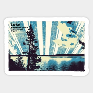 Retro Lake Yellowstone in blue Sticker